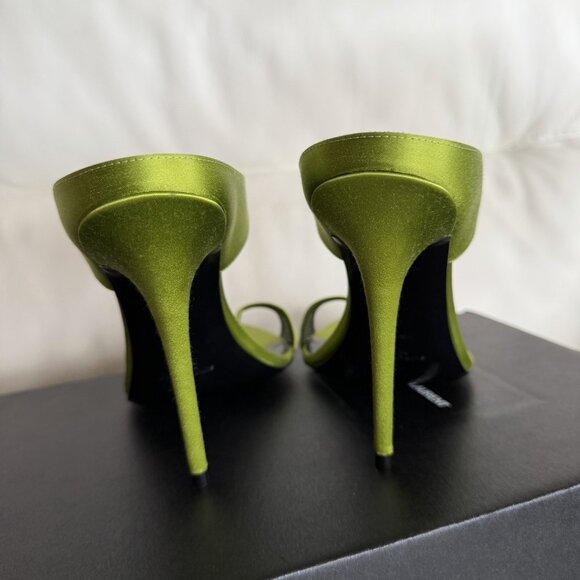 NEW SAINT LAURENT Dive Sandal Heels Pea Green SZ 40 - Picture 4 of 9